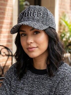 Juicy Couture Black Tweed Logo Cap